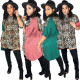 Leopard Print Splicing Half Sleeves Irregular T shirt Dress DN8338