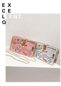 Fashion Women Graffiti Chain Small Square Bag JC177-0035