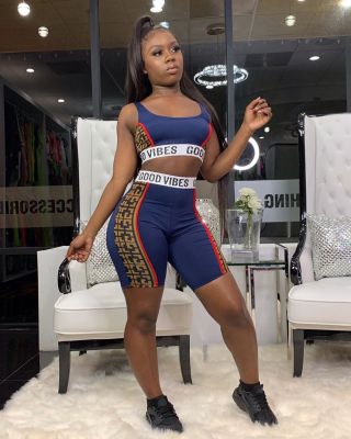 Women Printing Patchwork Slim Bodycon Track Suits HH8875