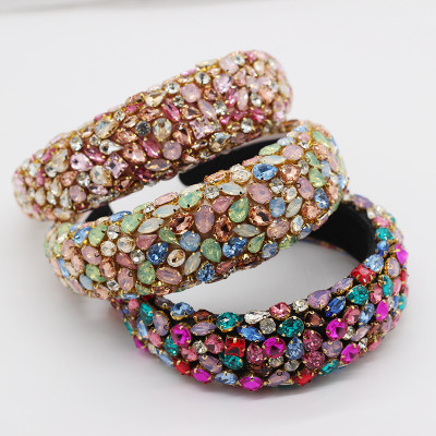 Baroque Geometric Wide-Brimmed Color Ciamond Prom Catwalk Hair Accessory JB7691456