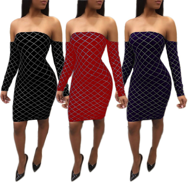 Eye-Catching Off Shoulder Bodycon Midi Dress WY6416
