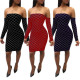 Eye-Catching Off Shoulder Bodycon Midi Dress WY6416