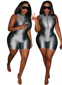 Hot Sale Sleeveless Bodycon Short Jumpsuit With Zipper YMT6037