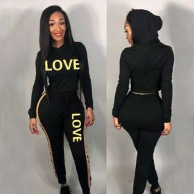 Letters Printing Hooded Women Suits For Daily Wear ORY5076