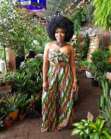 Latest 2 Pieces Suits Printing Bandeau Top Wide Leg Pants OMM1533