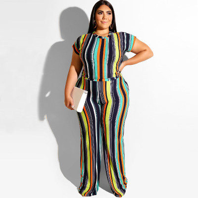 Stripe Printing Two-piece Set 19339