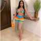 Women's sexy handmade crocheted tassel casual suit swimwear blouse ZSC074