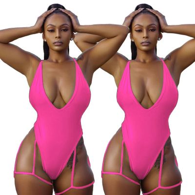 Cheap Swimming One Piece V Collar Women Bikini YS278
