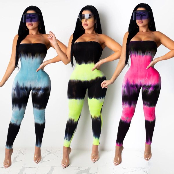 Printed blooming ladies casual pants jumpsuit XZ3555