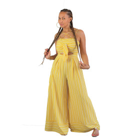 Stripe Bell-Bottom Pants Adjustable Strappy Jumpsuit BS1065