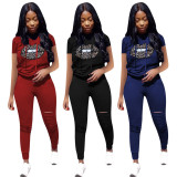 Burning sexy lips cotton two-piece suit FZB6343