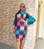 Hot Printing Unique Ruffle Sleeves Midi Dress HHM6043