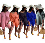 Solid color two-piece set street tide women's dress women XM10873