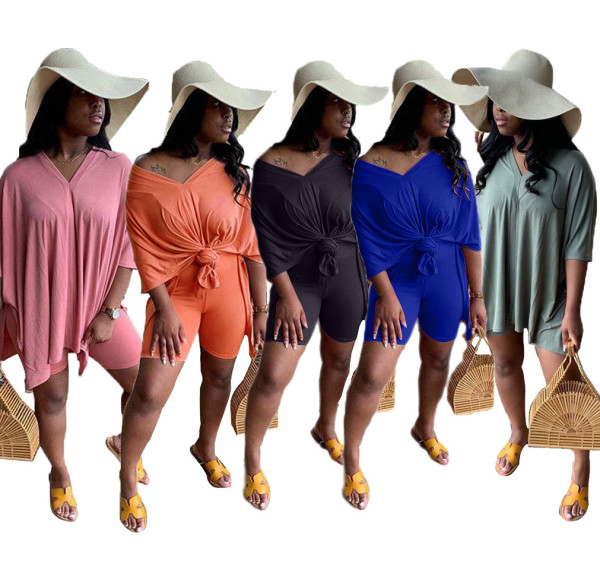 Solid color two-piece set street tide women's dress women XM10873