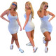 Women's sexy solid color zipper suspender dress cotton HM5330