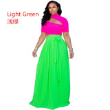 Wholesale Loose Printing Summer Pleated Skirt CCY8137