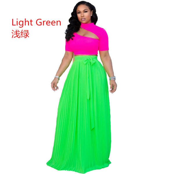 Wholesale Loose Printing Summer Pleated Skirt CCY8137