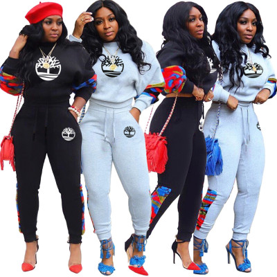 Explosion Models Warm Two-Piece Ladies Printed Sport Outfits SY8503