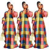 Bohemia Plaid Maxi Long Dress YT3077