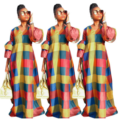 Bohemia Plaid Maxi Long Dress YT3077