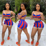 Fashion casual summer sexy striped two-piece suit W8261