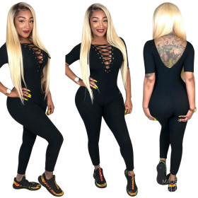 Sport Clothes Bandage V Collar Backless Slinky Jumpsuit SDD9002