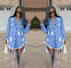Women Casual Denim Turn-Down Collar Short Dress D8217