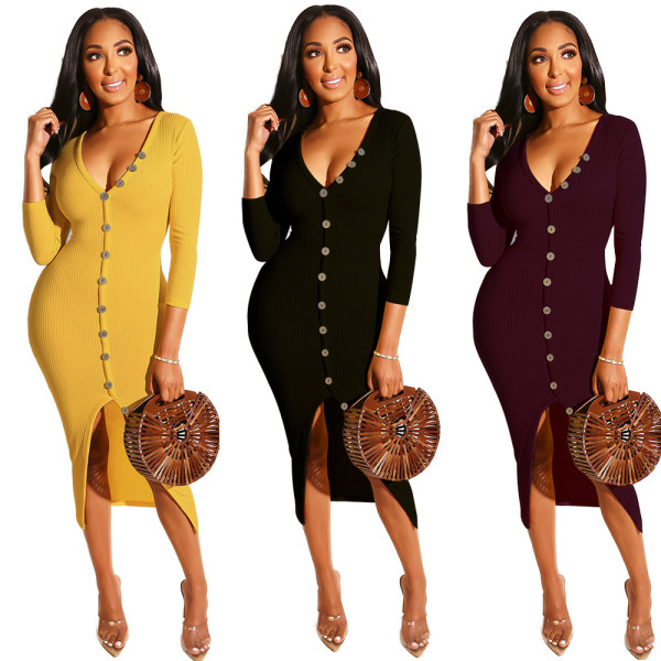 Sexy big V-neck one shoulder split bag hip night shop clothing SN4401