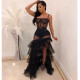 Sexy Diamond Perspective Multilayer Condole Belt Dress LD8324