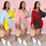 Women's stitching zipper temperament casual two-piece suit CL6052