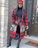 Women Cardigan Oversize Printed Winter Long Coat MTY6237
