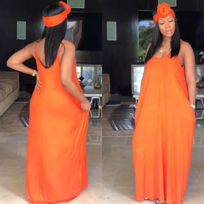 Cheap Pure Color Spaghetti Strap Loose Dress Without Kerchief ZH5035