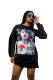 Black Print Long Sleeves Mini T Shirts Dress H1100