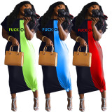 Stitching letter print dress MN8108