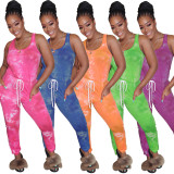 Casual vest printed and dyed jumpsuit M106701