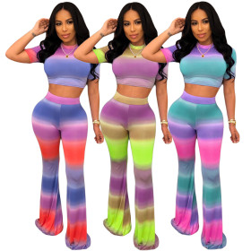 Leisure Summer Color Patchwork Women Pants Suits ML7204