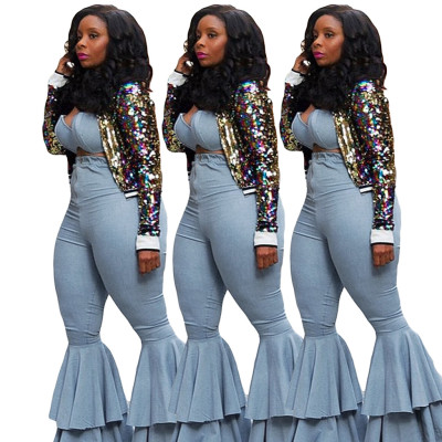 Wholesale Colorful Sequins Long Sleeves Jacket AMM6512