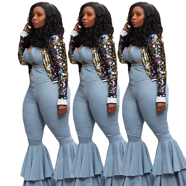 Wholesale Colorful Sequins Long Sleeves Jacket AMM6512