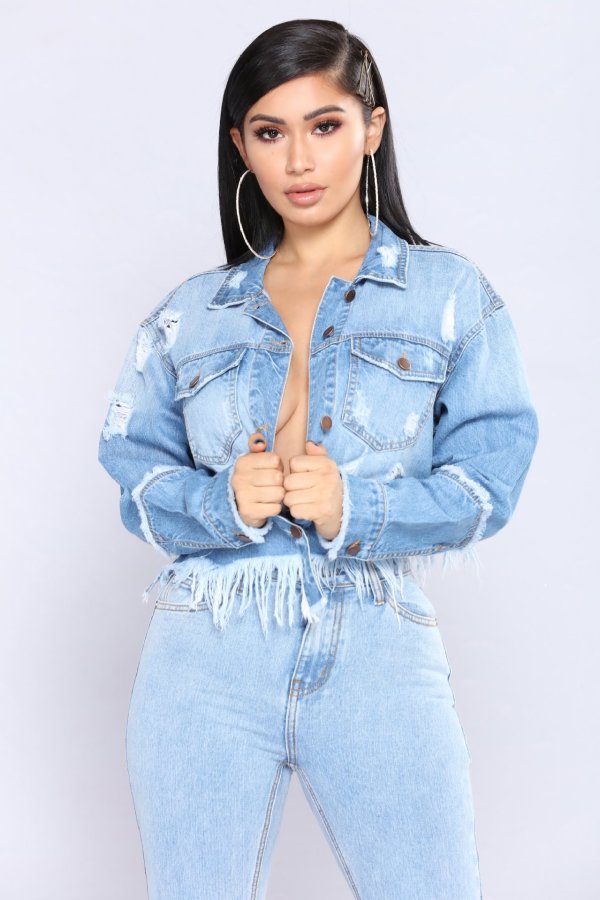 Short denim jacket worn fringed wind shawl CJ6378