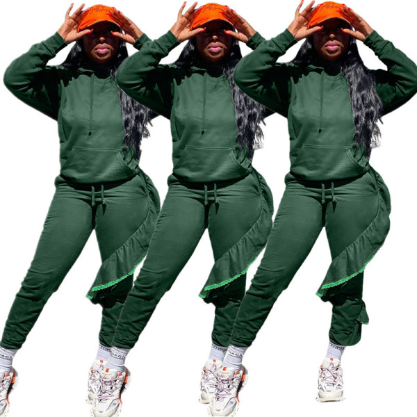 Euramerican Outdoor Sets Long Sleeved Hoodie Flounce Splicing Pants S6184