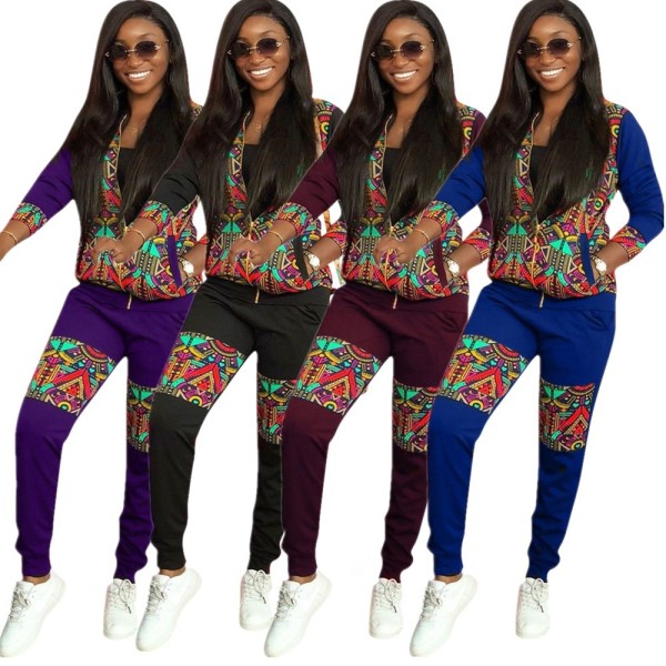 National Style Winter Zipper Outfits Printing Leisurewear YMT6122