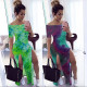 Bay Explosive Women's One-shoulder Shoulder Loose Split Dress Long Skirt K8901