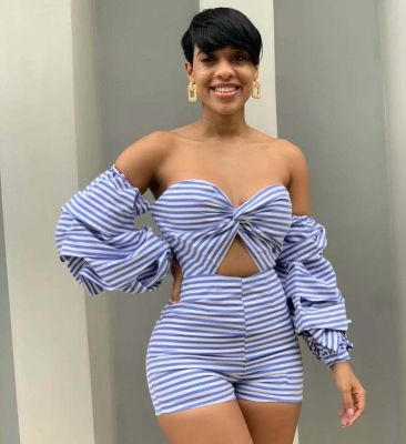 Street Style Bodycon Off Shoulder Casual Stripe Jumpsuit AFY670