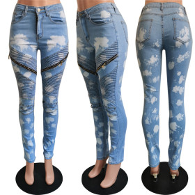 Fashion casual stretch denim pencil feet pants trousers HM5363