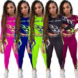 womens fashion sexy print long sleeve two-piece suit MR2063