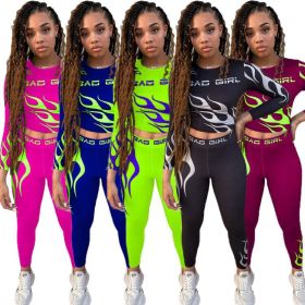 womens fashion sexy print long sleeve two-piece suit MR2063