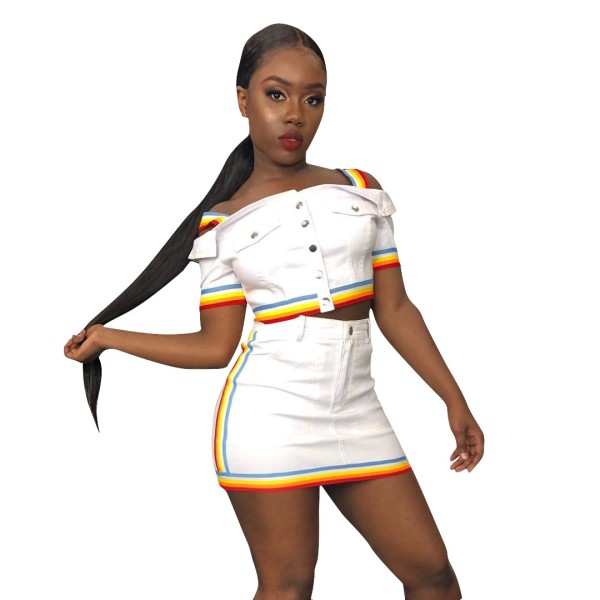 Strappy Crop Tops Mini Skirts Two Pieces Sets W8157