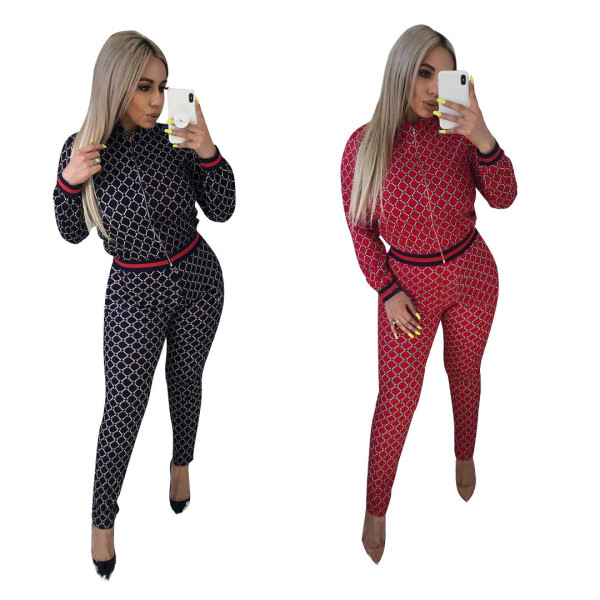 New Arrival Red/Black Checks 2 Pieces Sport Suits YZ1642