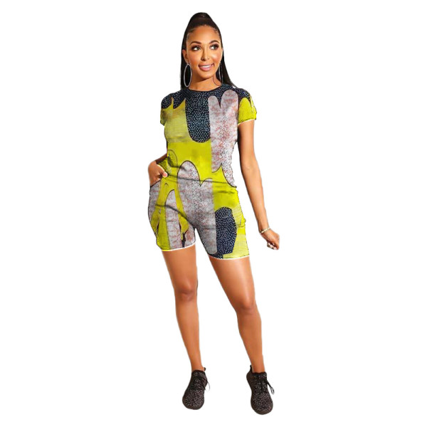 Printed Shorts Pocket Two-Piece Set SM9019