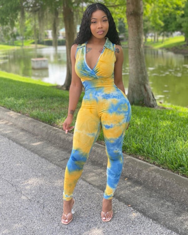 Sexy print jumpsuit DM8127